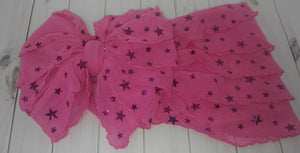 Neon Pink Stars Ruffle Headband