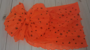 Neon Orange Stars Ruffle Headband