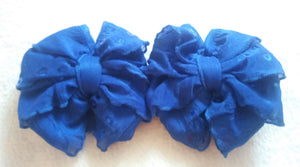 Royal Blue Sequin Ruffle Bows/Piggies