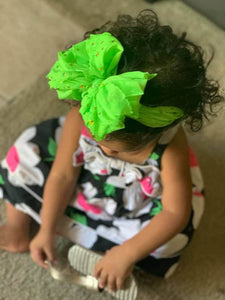 Neon Green Stars Ruffle Headband