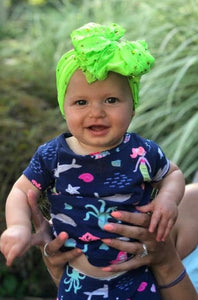 Neon Green Stars Ruffle Headband