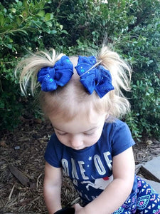 Royal Blue Sequin Ruffle Bows/Piggies