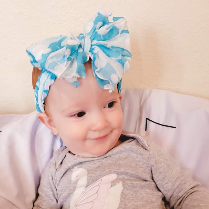 Blue Polka-Dots Ruffle Headband