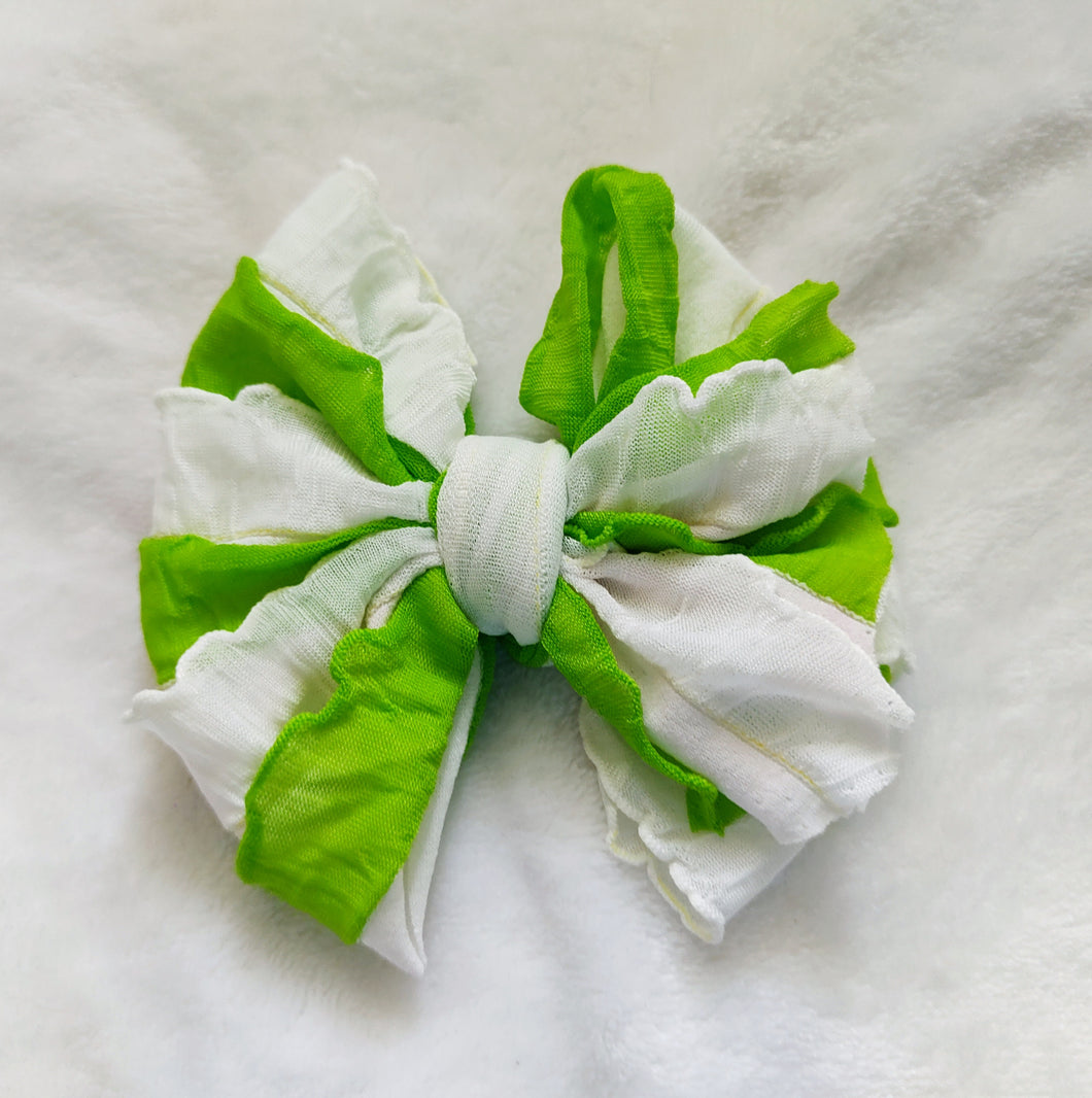 Green/White Ruffle Bows/Piggies