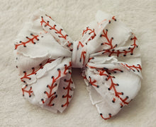 Baseball Stitches Ruffle Bows/Piggies