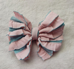 Cotton Candy Stripe Ruffle Bows/Piggies