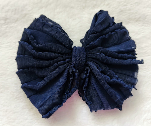 Midnight Blue Mini Ruffle Bow/Piggies