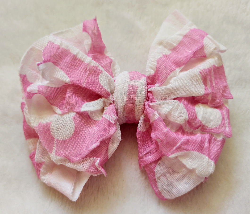 Pink Polka-dot Ruffle Bows/Piggies