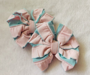 Cotton Candy Stripe Ruffle Bows/Piggies