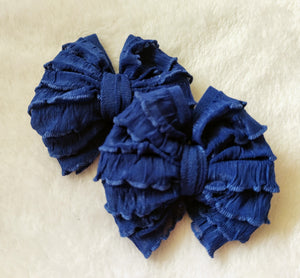 Royal Blue Mini Ruffle Bows/Piggies