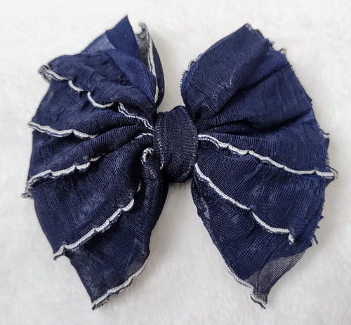 Navy and White Ruffle Bows/Piggies