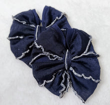 Navy and White Ruffle Bows/Piggies