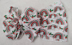 Christmas Rainbow Ruffle Headband