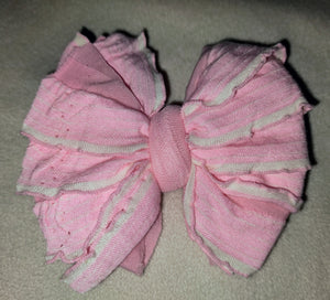 Light Pink White Trim Bows/Piggies