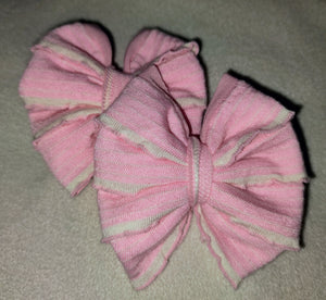 Light Pink White Trim Bows/Piggies